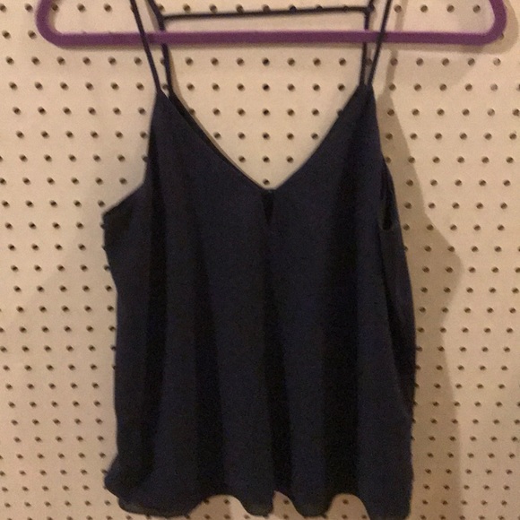 Navy blue lined spaghetti strap tank - Picture 1 of 2